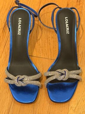 Lola Cruz Metallic Blue Heels